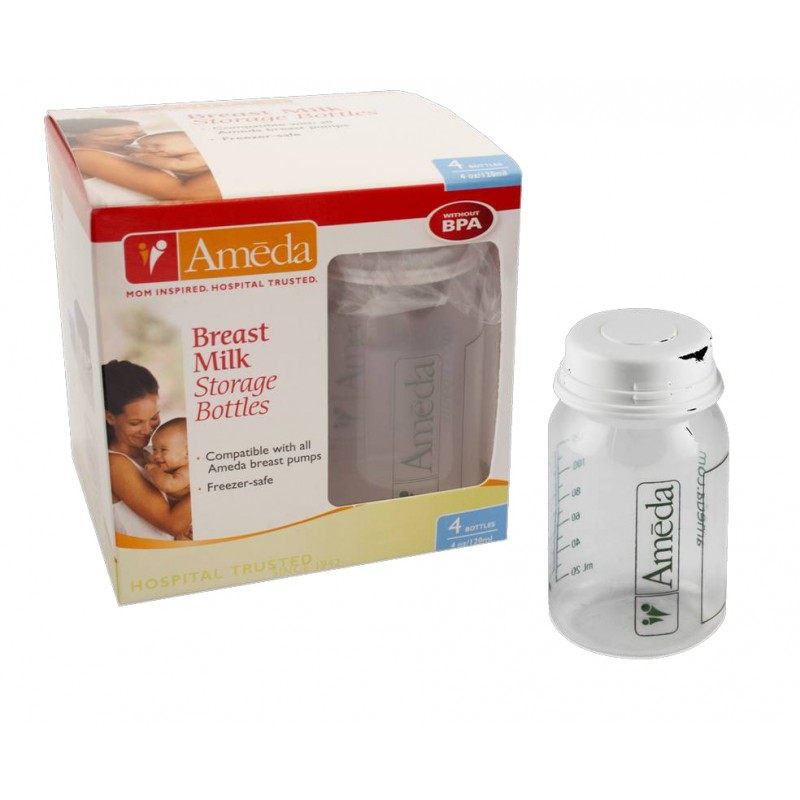Ameda Breastmilk Storage Bottles - 4pcs per pack (Bundle of 2)